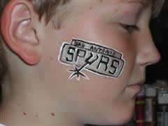 Kids Birthday Party -- face paint Spurs logo